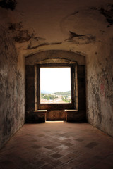 Fototapeta na wymiar Detail of an old window, Castelo de Vide, Portuga