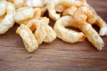 Fried Pork Skin on wood