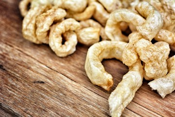 Fried Pork Skin on wood