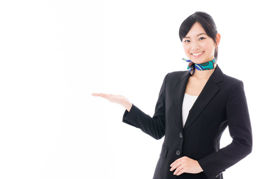 asian businesswoman showing on white background