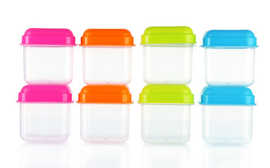 Empty plastic containers isolated on white