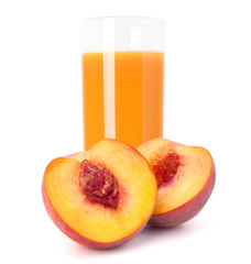 Peach fruit juice in glass