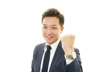 ガッツポーズのビジネスマン