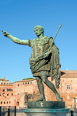 Bronze statue of emperor Caesar Augustus on Via dei Fori Imperia - 55079951