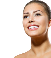 Obraz premium eeth Whitening. Beautiful Smiling Young Woman Portrait