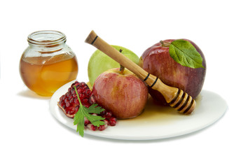 Fruits and honey - traditional food for Rosh Hashanah