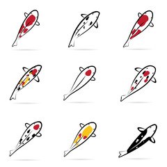 Set of vector carp koi