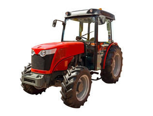 Red farm tractor