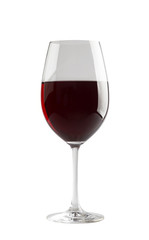 Red wine glass isolated on white background