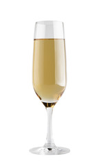 Glass of champagne on a white background