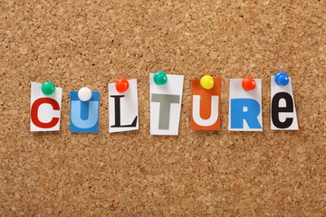 The word Culture on a cork notice board - obrazy, fototapety, plakaty