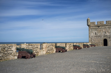 Fototapeta na wymiar Fortified Harbour at Essaouira in Morocco.