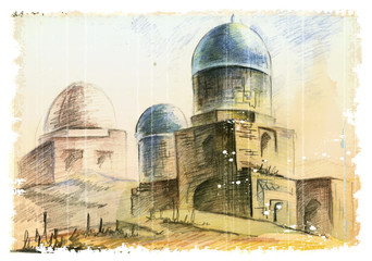 hand drawn illustration of the muslim  architecture