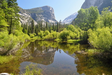 reflection in Mirror Lake in Yosemite - obrazy, fototapety, plakaty