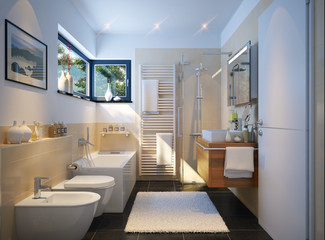 Badezimmer in Einfamilienhaus - Bathroom in family house