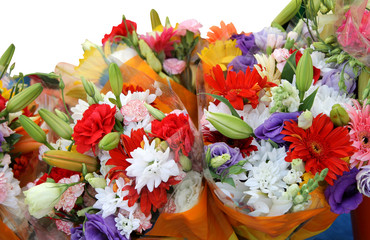 Obraz na płótnie Canvas Bouquets of colorful flowers