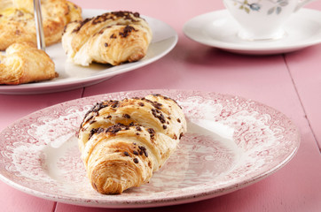 chocolate croissant on a plate