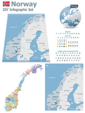 Norway maps with markers