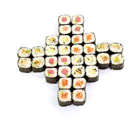 sushi, rolls isolated on white