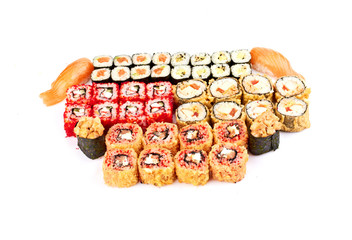 sushi, rolls isolated on white