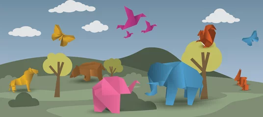 Cercles muraux Animaux géométriques Monde de l& 39 origami - animaux