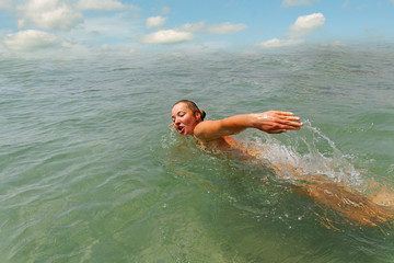 Swimming woman.