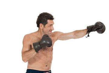 erwachsener sportlicher mann boxer mit boxhandschuhen