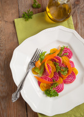 Beetroot and carrot salad on plate