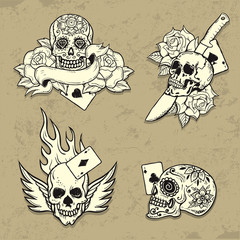 Set of Old School Tattoo Elements