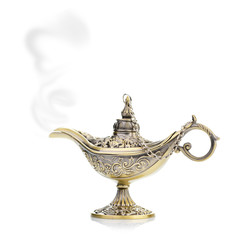 Aladdin magic lamp isolated on white