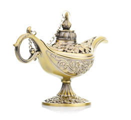 Aladdin magic lamp isolated on white