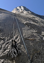 Rope on the rock el capitan in Yosemite