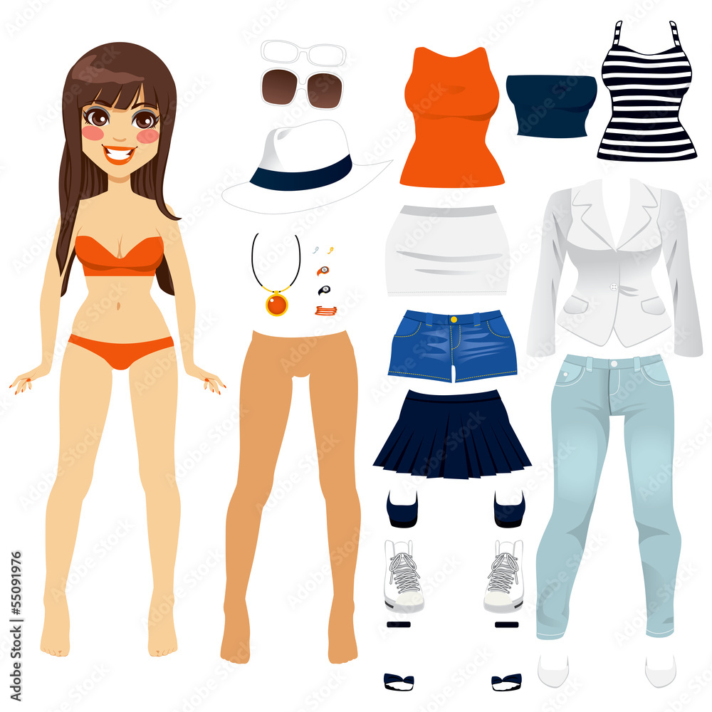 Wall mural Paper Doll Women Clothing