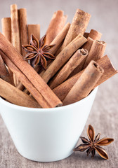 Cinnamon sticks and anise stars