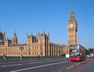 Fototapeta na wymiar Big Ben i Westminster Bridge,