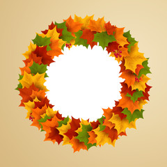 Vector Illustration of an Autumn Background with Maple Leafes