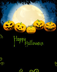 Vector Halloween Background with Pumpkins