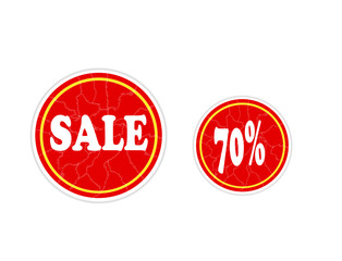 Red sale stickers with white crack - vector illustration.