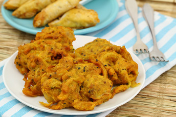 Indian pakoras and samosas