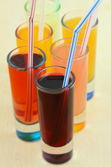 Refreshments, fruit drinks and juices in little glasses