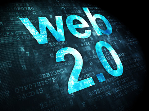 SEO web design concept: Web 2.0 on digital background