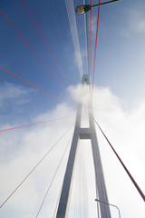 Fototapeta na wymiar Support of a suspension bridge