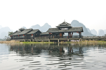 Fototapeta premium Minority style buildings, Yangshuo, Baishai, Guilin, China