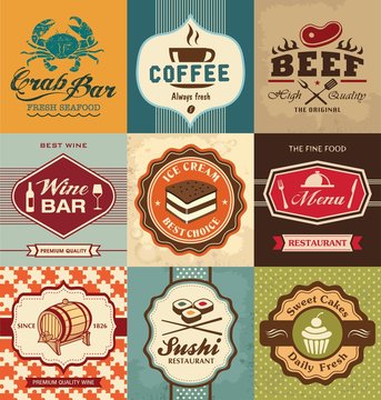 Set of vintage retro labels for food