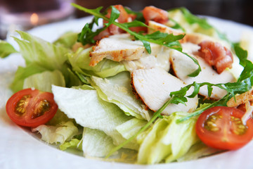 vegetables and  chicken meat