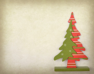 christmas tree on antique vintage paper background