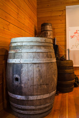 old barrel in old room