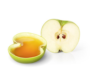 Green apple  on a white