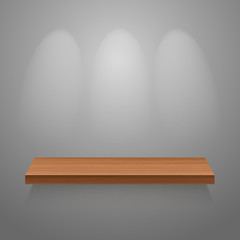 Wooden empty shelf