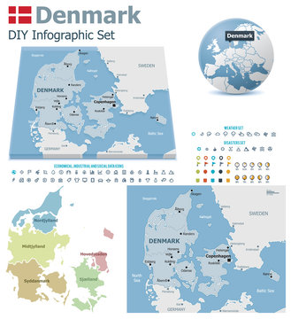 Denmark maps with markers